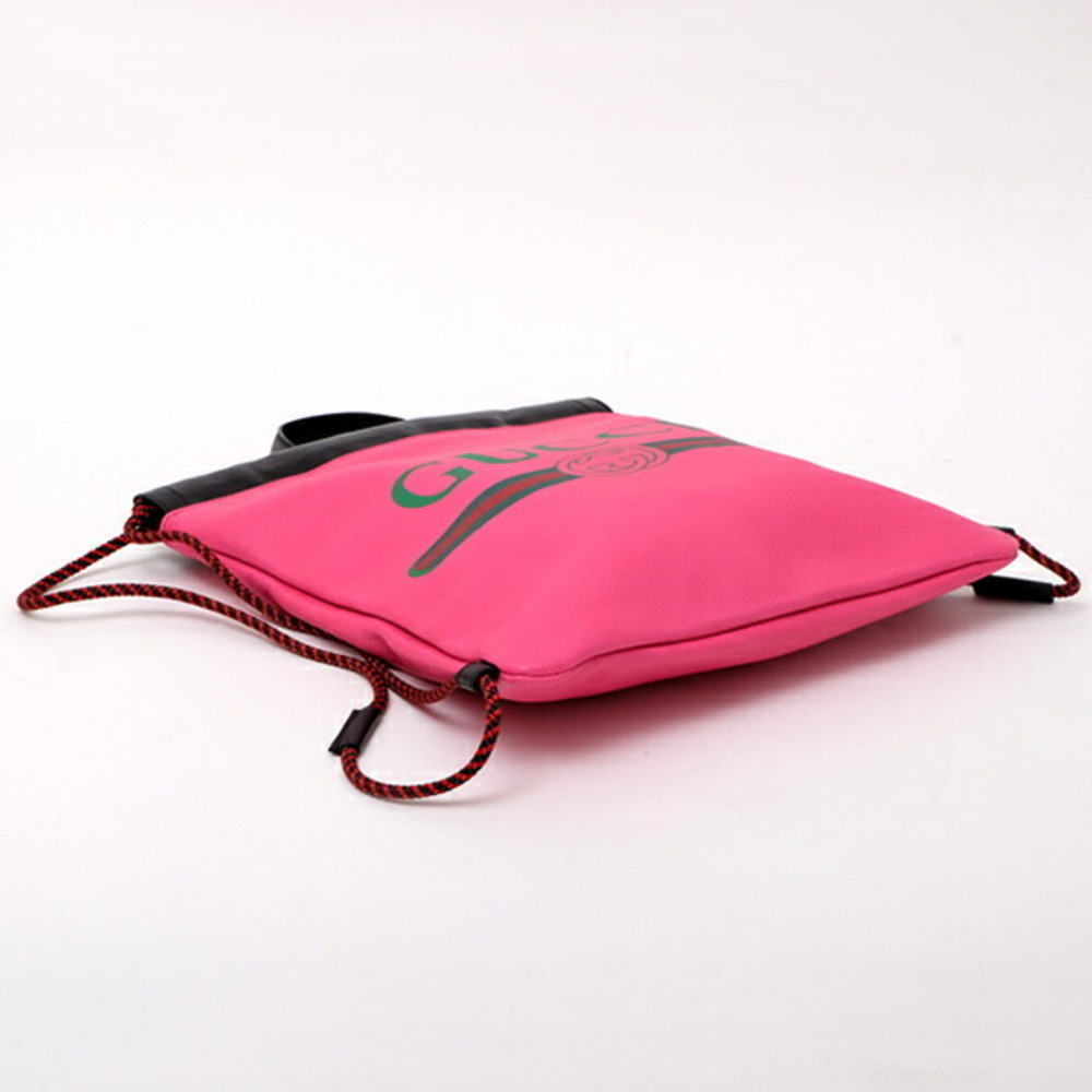 Gucci Leather Small Drawstring Backpack Pink - image 6